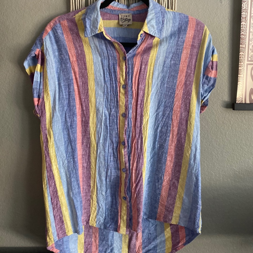 Striped Button-up Blouse